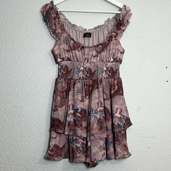 Urban Outfitters Rosie Mesh Romper Renaissance Pink Womens Size Small - Picture 3 of 15